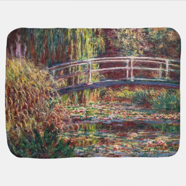 Claude Monet - Water Lily pond, Pink Harmony Baby Blanket (Horizontal)