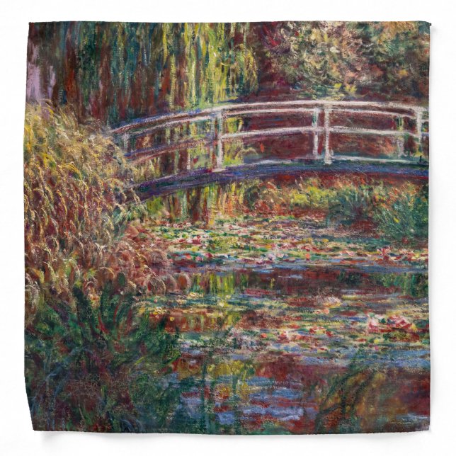 Claude Monet - Water Lily pond, Pink Harmony Bandana (Front)