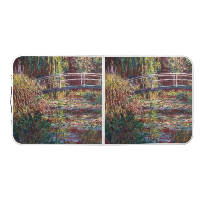 Claude Monet - Water Lily pond, Pink Harmony Beer Pong Table (Top)
