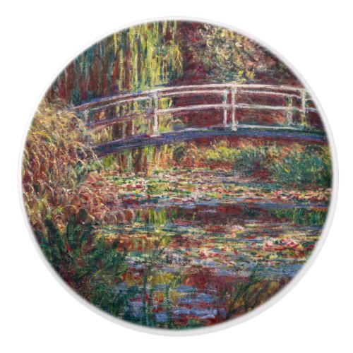 Claude Monet _ Water Lily pond Pink Harmony Ceramic Knob