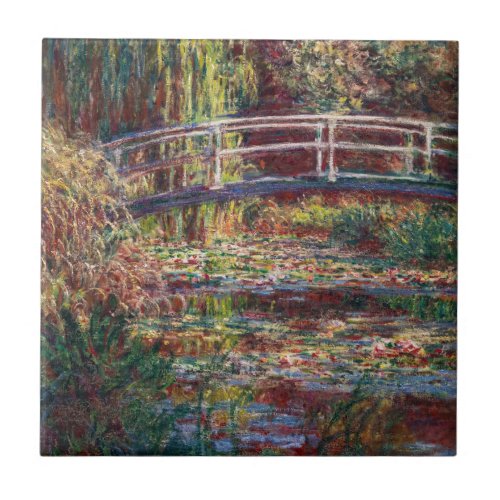 Claude Monet _ Water Lily pond Pink Harmony Ceramic Tile