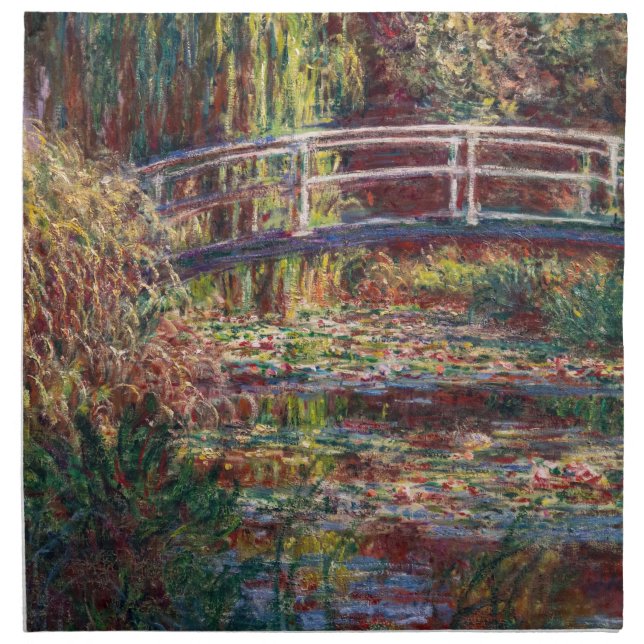 Claude Monet - Water Lily pond, Pink Harmony Cloth Napkin (Front)