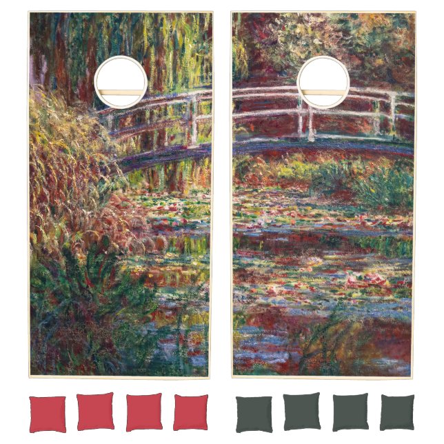 Claude Monet - Water Lily pond, Pink Harmony Cornhole Set (Set)