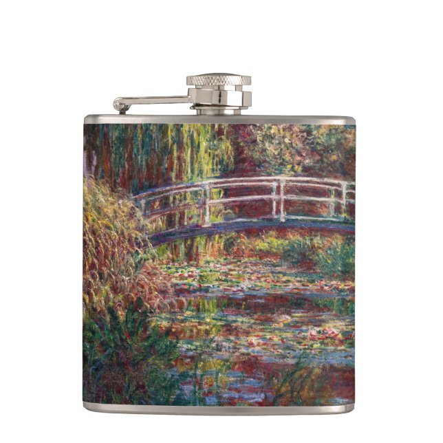 Claude Monet - Water Lily pond, Pink Harmony Flask (Front)