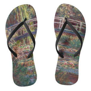 Claude Monet - Water Lily pond, Pink Harmony Flip Flops
