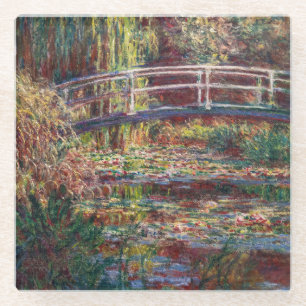 Claude Monet - Water Lily pond, Pink Harmony Glass Coaster