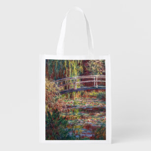 Claude Monet - Water Lily pond, Pink Harmony Grocery Bag