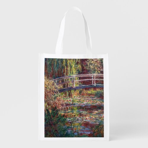 Claude Monet _ Water Lily pond Pink Harmony Grocery Bag