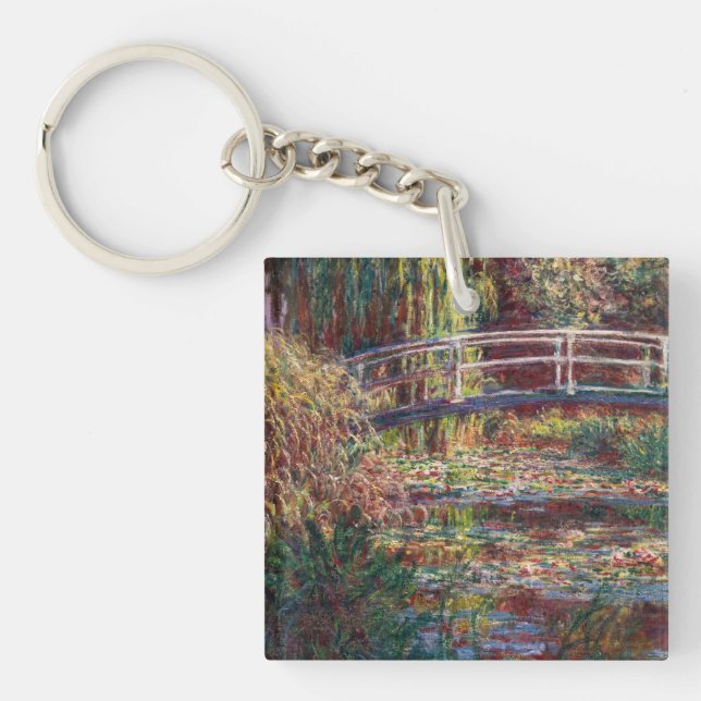 Claude Monet - Water Lily pond, Pink Harmony Keychain (Front)