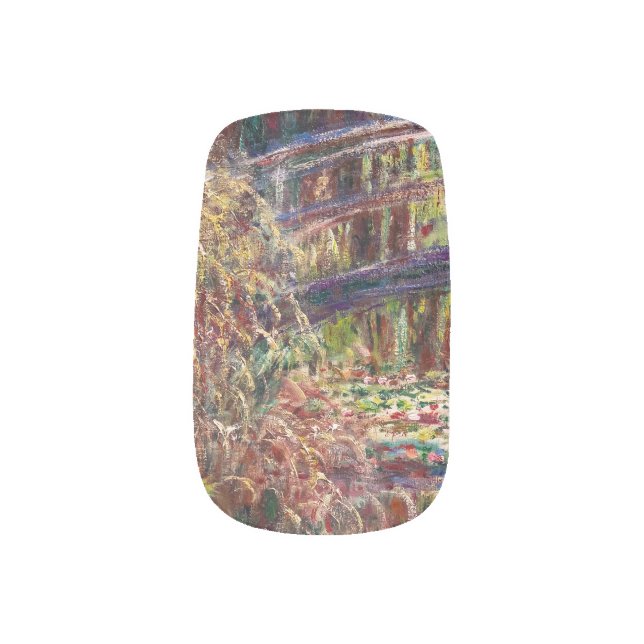 Claude Monet - Water Lily pond, Pink Harmony Minx Nail Art (Left Thumb)