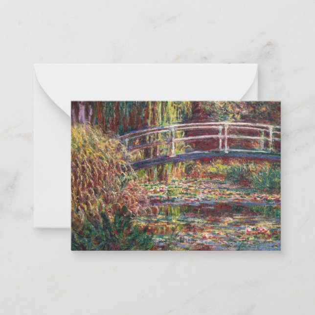 Claude Monet - Water Lily pond, Pink Harmony Note Card (Front)
