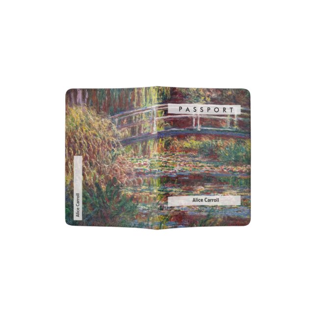 Claude Monet - Water Lily pond, Pink Harmony Passport Holder (Opened)