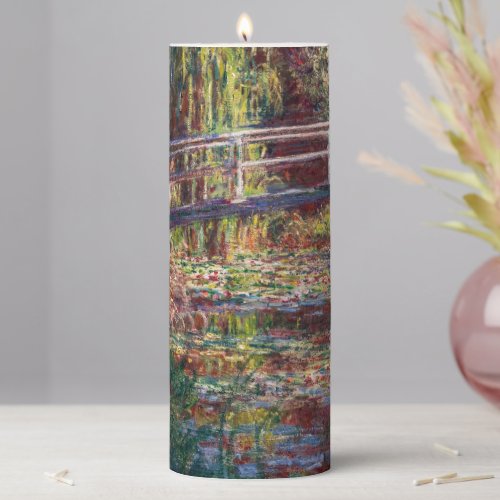 Claude Monet _ Water Lily pond Pink Harmony Pillar Candle