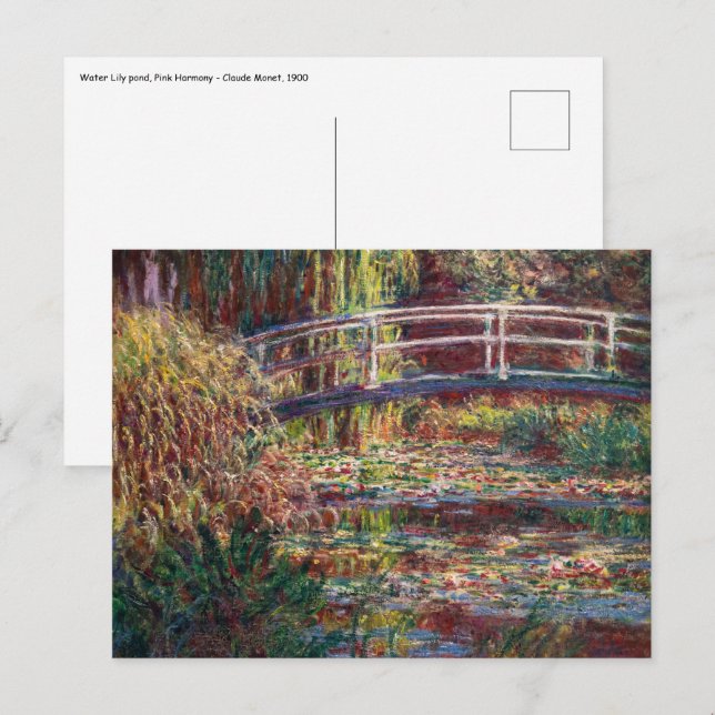 Claude Monet - Water Lily pond, Pink Harmony Postcard (Front/Back)