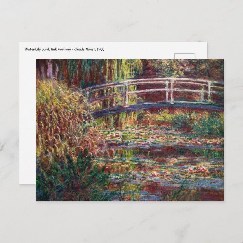 Claude Monet _ Water Lily pond Pink Harmony Postcard
