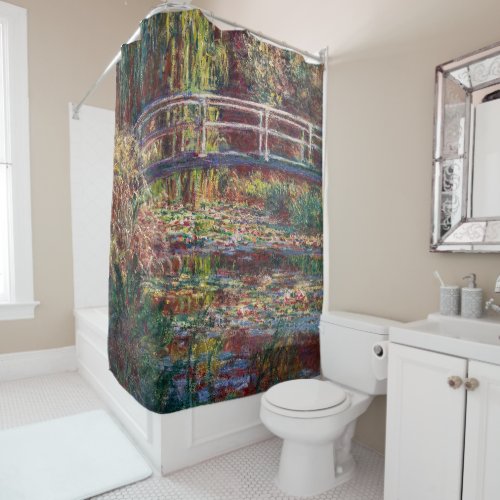 Claude Monet _ Water Lily pond Pink Harmony Shower Curtain