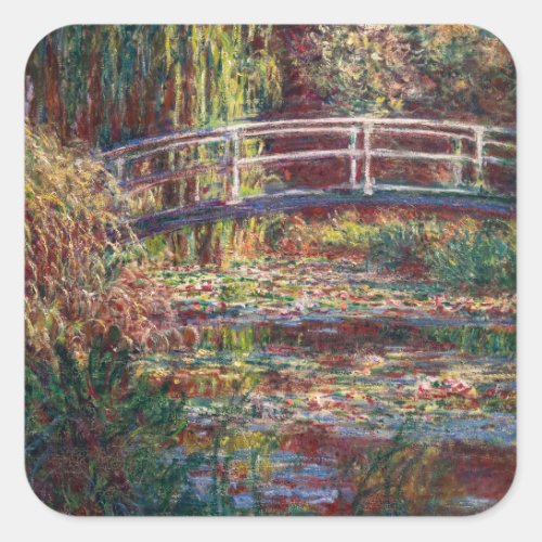 Claude Monet _ Water Lily pond Pink Harmony Square Sticker