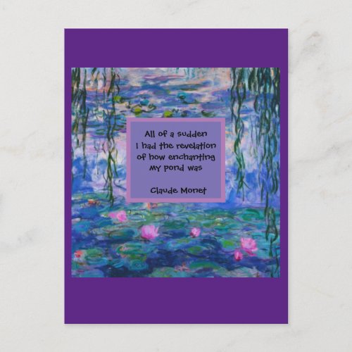 Claude Monet Water Lily Quote  Postcard