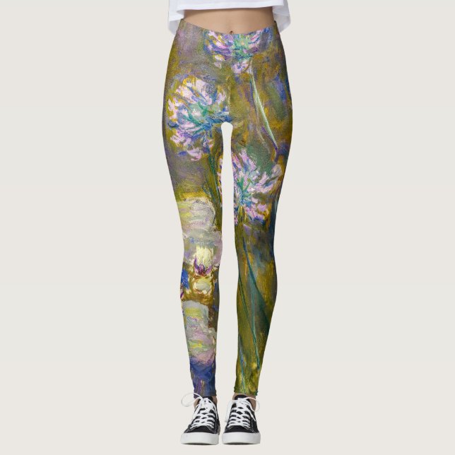 Claude Monet - Waterlilies and Agapanthus Leggings (Front)