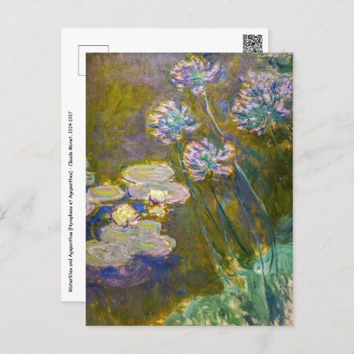 Claude Monet _ Waterlilies and Agapanthus Postcard