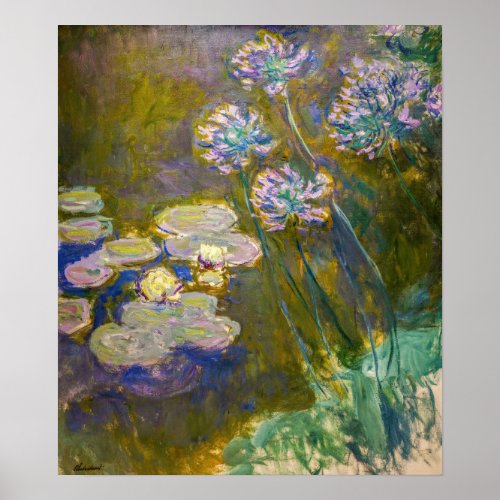 Claude Monet _ Waterlilies and Agapanthus Poster