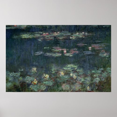 Claude Monet  Waterlilies Green Reflections Poster