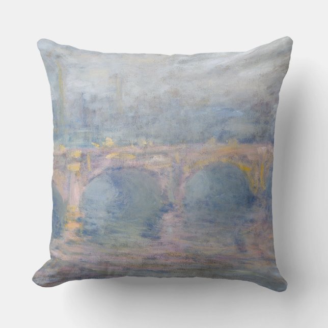 Claude Monet | Waterloo Bridge, London, at Sunset Throw Pillow (Front)