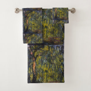 Claude Monet Weeping Willow Impressionist Art Bath Towel Set