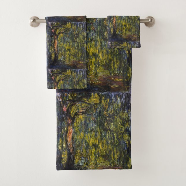 Claude Monet Weeping Willow Impressionist Art Bath Towel Set (Insitu)
