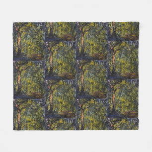 Claude Monet Weeping Willow Impressionist Art Fleece Blanket