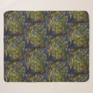 Claude Monet Weeping Willow Impressionist Art Sherpa Blanket