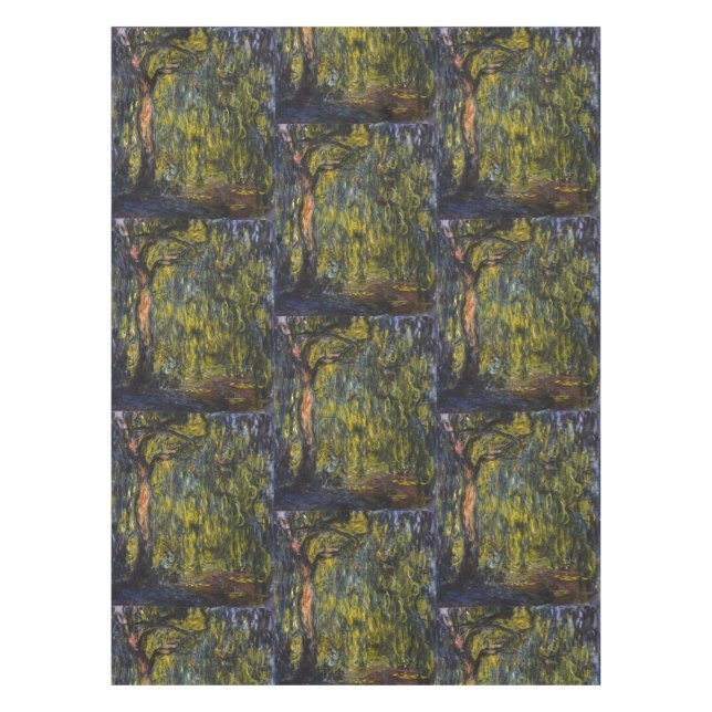 Claude Monet Weeping Willow Impressionist Art Tablecloth (Front)