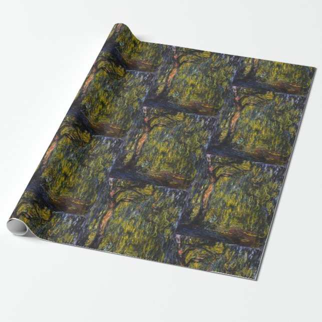 Claude Monet Weeping Willow Impressionist Art Wrapping Paper (Unrolled)