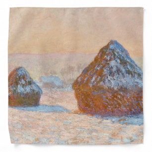Claude Monet - Wheatstacks, Snow Effect, Morning Bandana