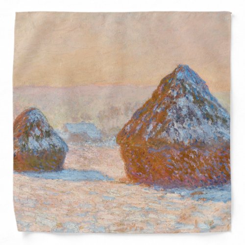 Claude Monet _ Wheatstacks Snow Effect Morning Bandana