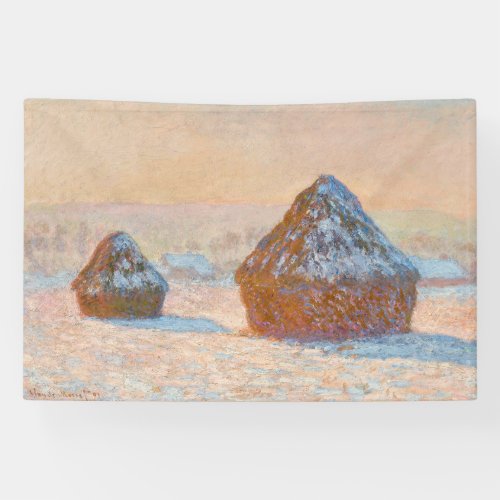 Claude Monet _ Wheatstacks Snow Effect Morning Banner