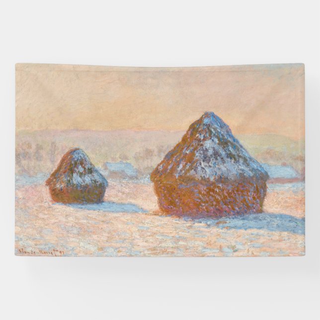 Claude Monet - Wheatstacks, Snow Effect, Morning Banner (Horizontal)