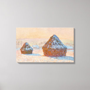 Claude Monet - Wheatstacks, Snow Effect, Morning Canvas Print