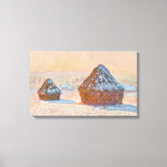 Claude Monet - Wheatstacks, Snow Effect, Morning Canvas Print (Front)