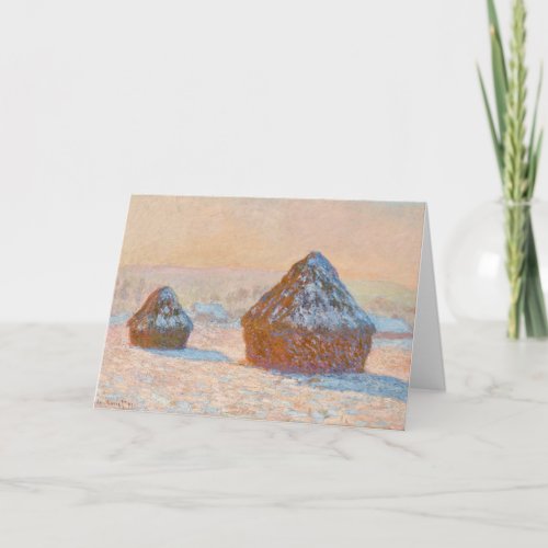 Claude Monet _ Wheatstacks Snow Effect Morning Card