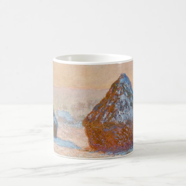 Claude Monet - Wheatstacks, Snow Effect, Morning Coffee Mug (Center)