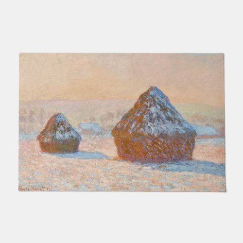 Claude Monet _ Wheatstacks Snow Effect Morning Doormat