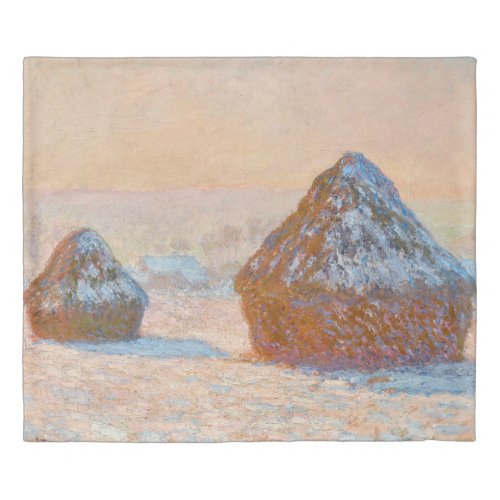 Claude Monet _ Wheatstacks Snow Effect Morning Duvet Cover