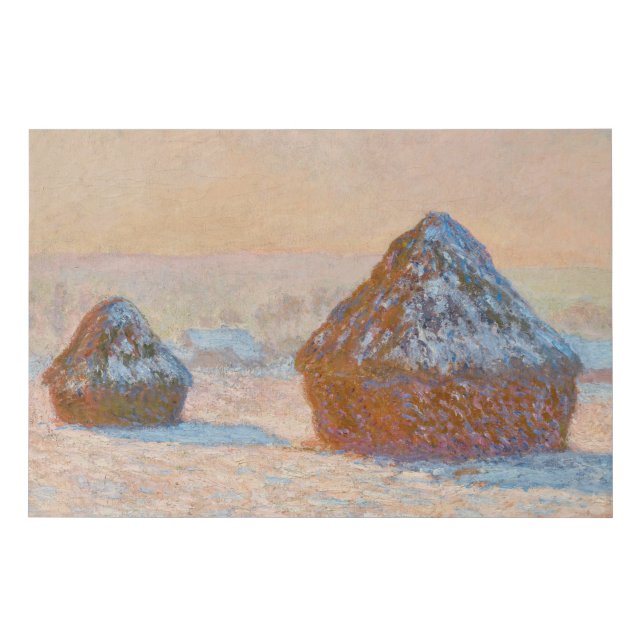 Claude Monet - Wheatstacks, Snow Effect, Morning Faux Canvas Print (Front)
