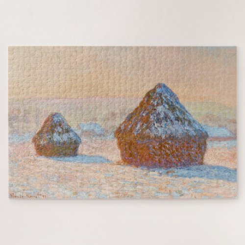 Claude Monet _ Wheatstacks Snow Effect Morning Jigsaw Puzzle