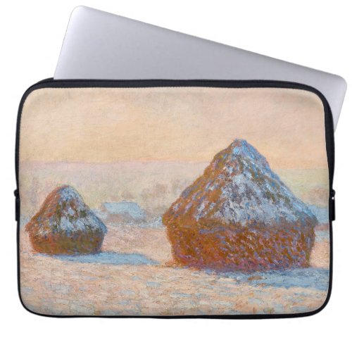 Claude Monet _ Wheatstacks Snow Effect Morning Laptop Sleeve