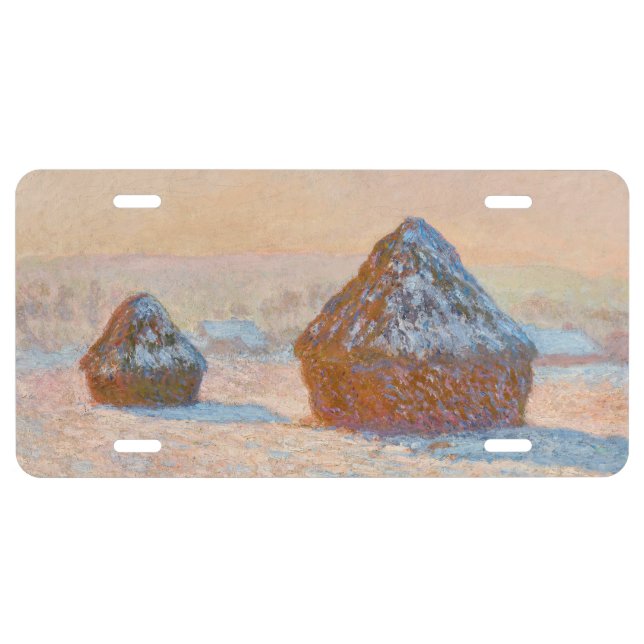 Claude Monet - Wheatstacks, Snow Effect, Morning License Plate (Front)