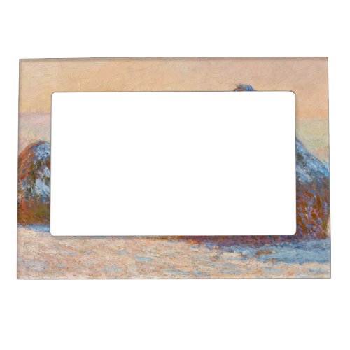 Claude Monet _ Wheatstacks Snow Effect Morning Magnetic Frame