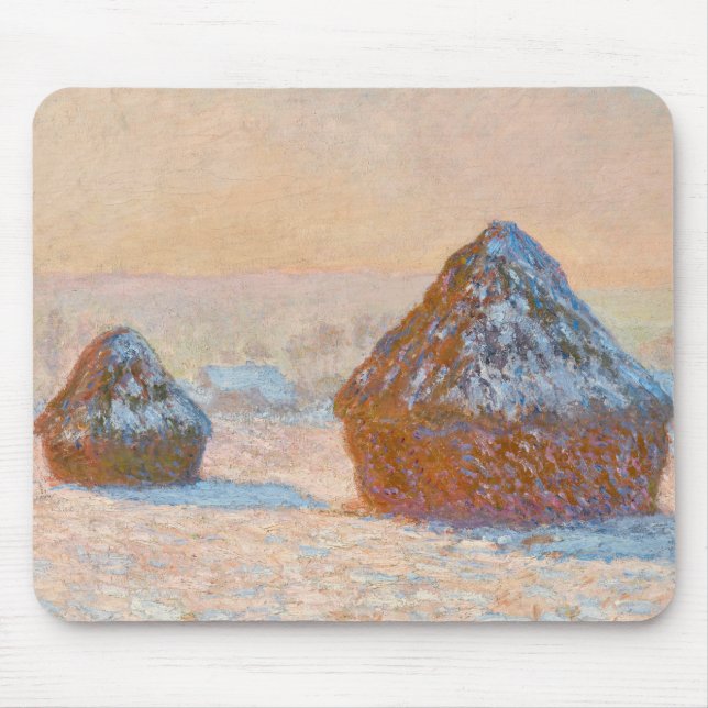 Claude Monet - Wheatstacks, Snow Effect, Morning Mouse Pad (Front)