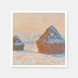 Claude Monet - Wheatstacks, Snow Effect, Morning Napkins